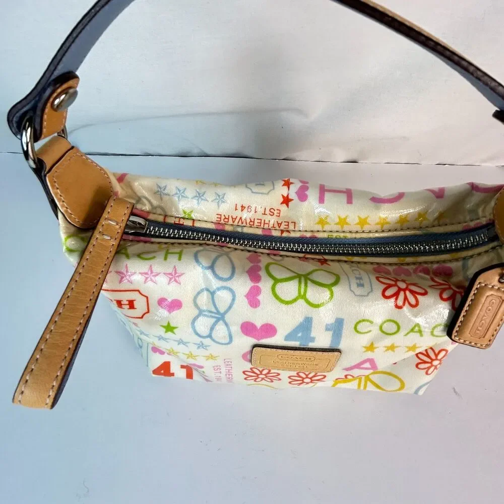 Coach Y2K Rainbow Scribble/Graffiti Doodle Butterfly Multicolor Mini Demi Bag